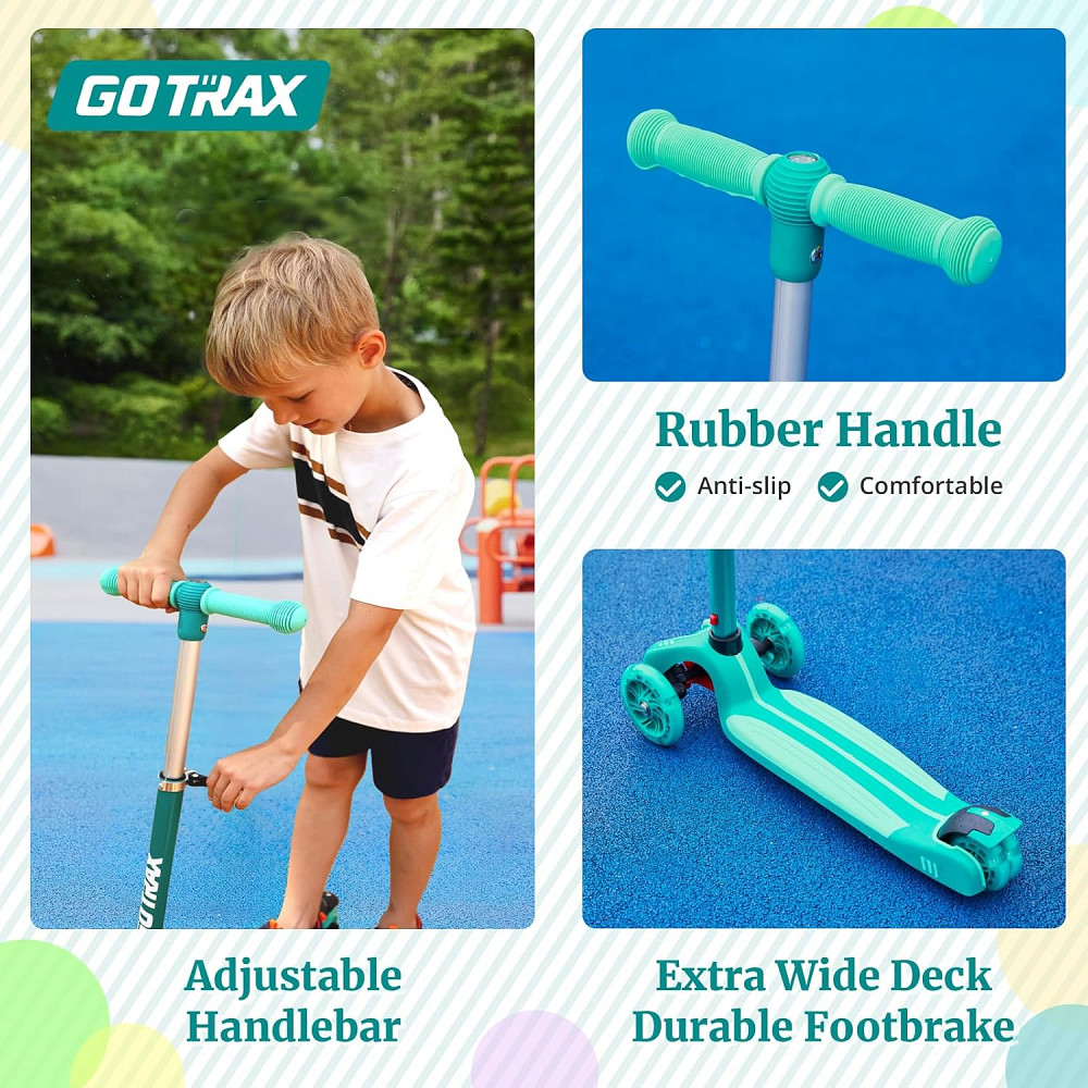 Gotrax KS1 Kids Kick Scooter, LED Lighted Wheels and 3 Adjustable Height Handlebars, Lean-to-Steer & Richmond - photo 5