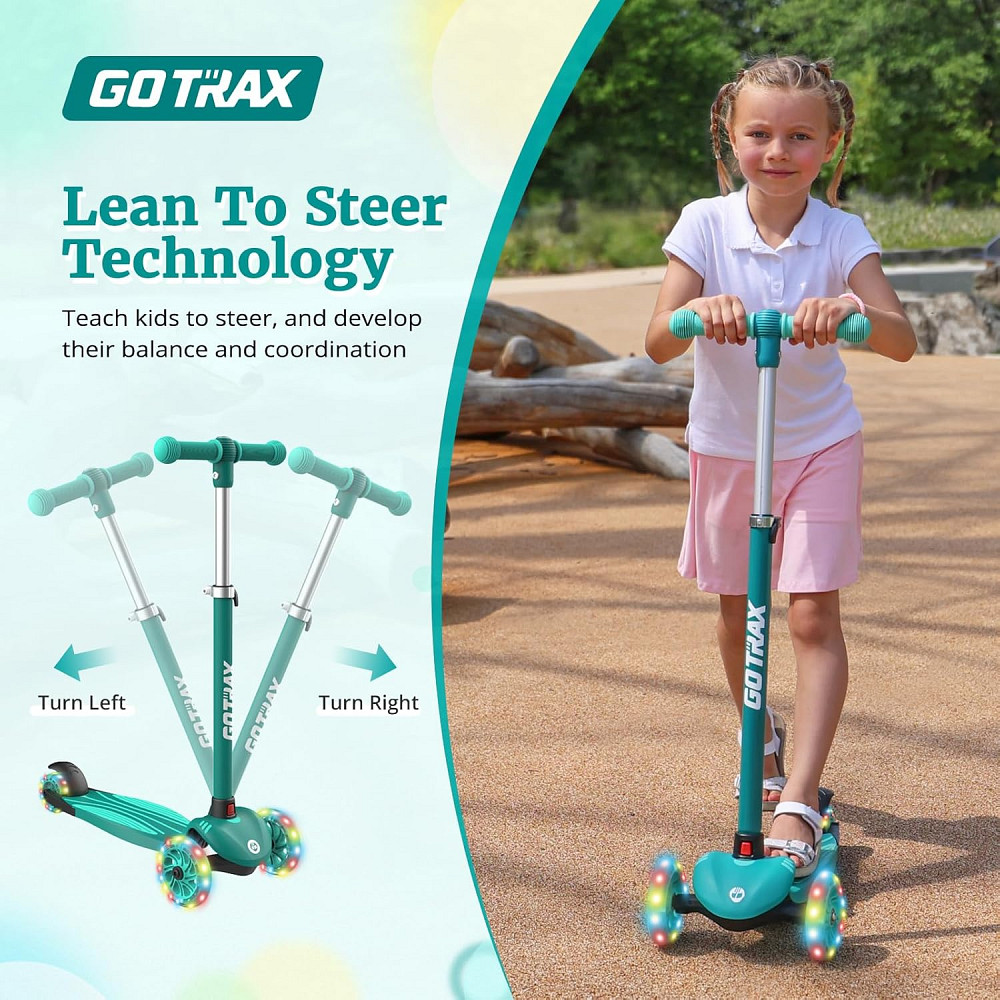 Gotrax KS1 Kids Kick Scooter, LED Lighted Wheels and 3 Adjustable Height Handlebars, Lean-to-Steer & Richmond - photo 3
