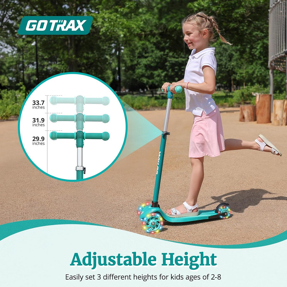 Gotrax KS1 Kids Kick Scooter, LED Lighted Wheels and 3 Adjustable Height Handlebars, Lean-to-Steer & Richmond - photo 2