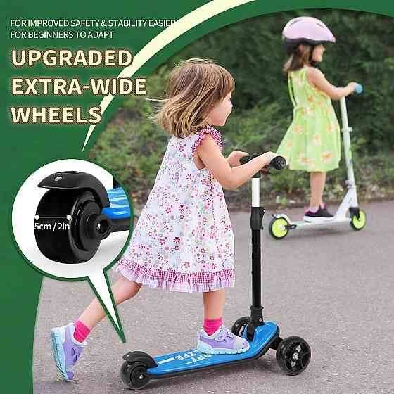 Besrey Kick Scooter for Kids Ages 3-10, 3-Wheel Folding Scooter with Adjustable Height, LED Light Wh Richmond