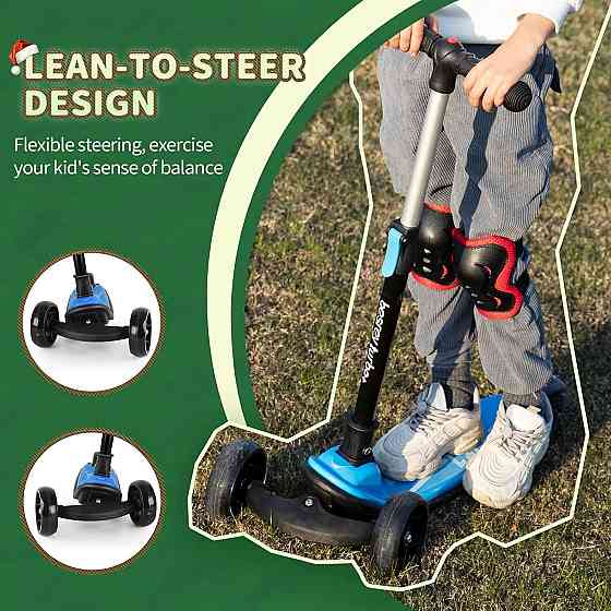 Besrey Kick Scooter for Kids Ages 3-10, 3-Wheel Folding Scooter with Adjustable Height, LED Light Wh Richmond
