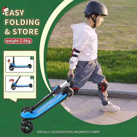 Besrey Kick Scooter for Kids Ages 3-10, 3-Wheel Folding Scooter with Adjustable Height, LED Light Wh Richmond