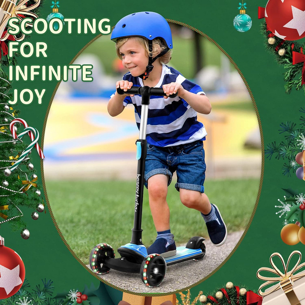 Besrey Kick Scooter for Kids Ages 3-10, 3-Wheel Folding Scooter with Adjustable Height, LED Light Wh Richmond - photo 7