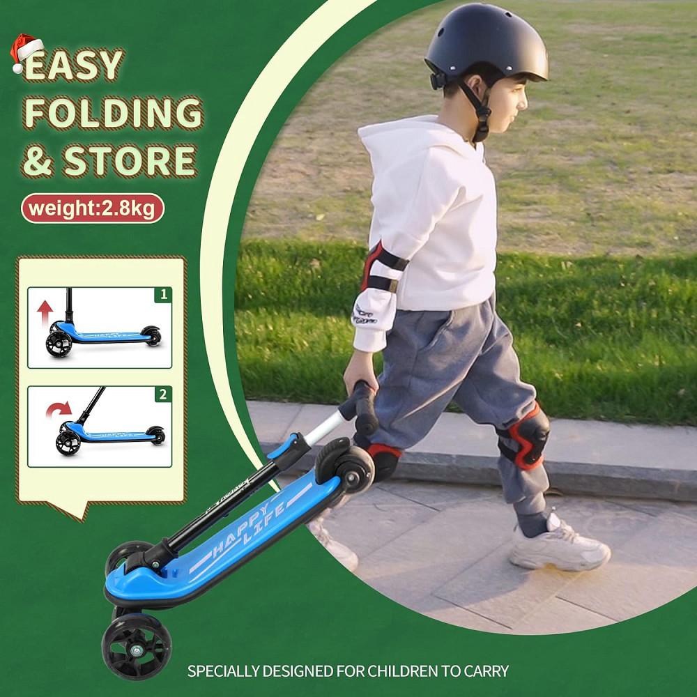 Besrey Kick Scooter for Kids Ages 3-10, 3-Wheel Folding Scooter with Adjustable Height, LED Light Wh Richmond - photo 5