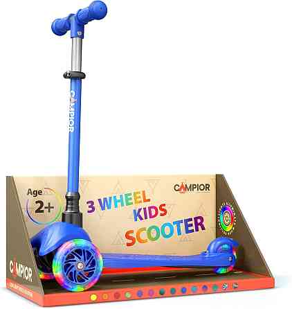 Blue Mini 3 Wheel Scooter for Kids – Lean-to-Steer with LED Light-Up Wheels, Adjustable Handlebar, W Richmond