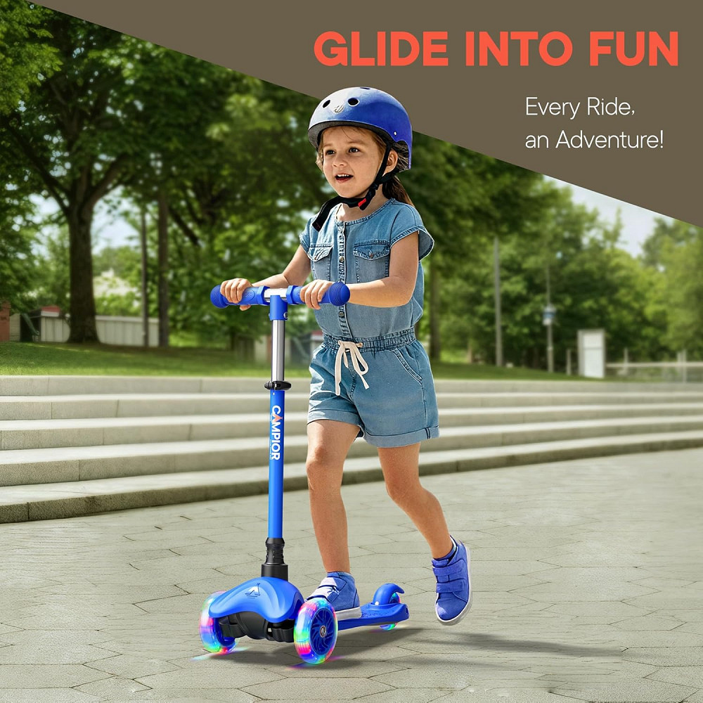 Blue Mini 3 Wheel Scooter for Kids – Lean-to-Steer with LED Light-Up Wheels, Adjustable Handlebar, W Richmond - photo 3