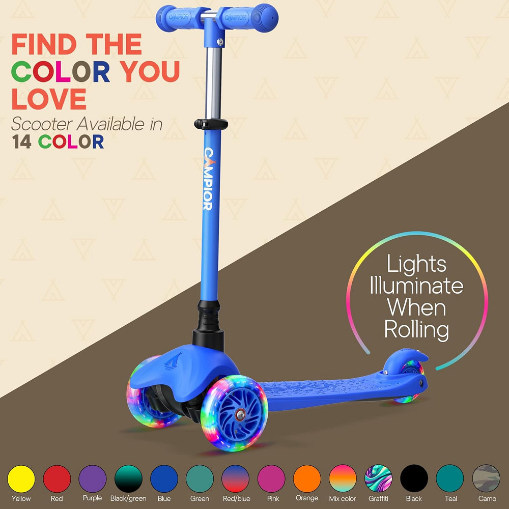 Blue Mini 3 Wheel Scooter for Kids – Lean-to-Steer with LED Light-Up Wheels, Adjustable Handlebar, W Richmond - photo 7