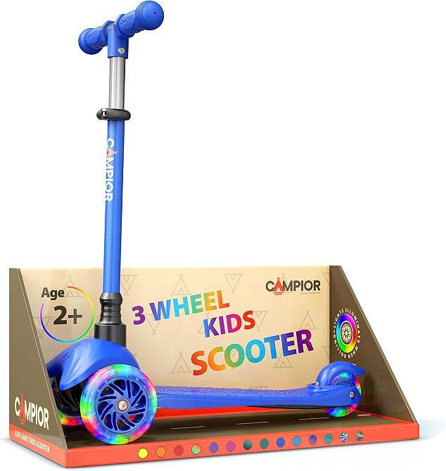 Blue Mini 3 Wheel Scooter for Kids – Lean-to-Steer with LED Light-Up Wheels, Adjustable Handlebar, W Richmond - photo 1