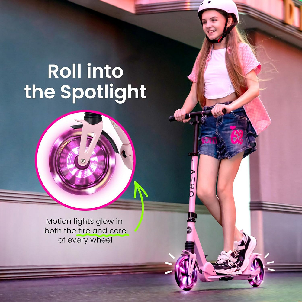 AERO MOBILITY Kick Scooter for Kids 6+, Teens & Adults | Light Up Wheels, Hand Brake, Rubber Deck Ma Richmond - photo 2