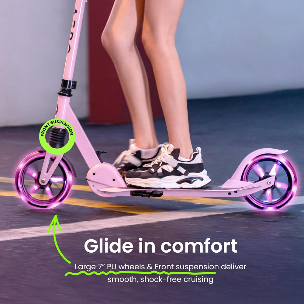 AERO MOBILITY Kick Scooter for Kids 6+, Teens & Adults | Light Up Wheels, Hand Brake, Rubber Deck Ma Richmond - photo 3