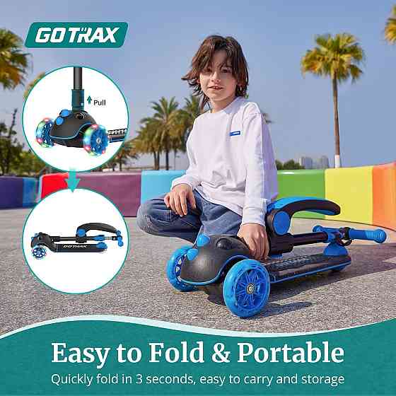 Gotrax KS3 Pro Folding Kick Scooter for Kids, One Key Removable Seat & 3 Extra Wide PU Light-Up Whee Richmond