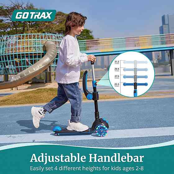 Gotrax KS3 Pro Folding Kick Scooter for Kids, One Key Removable Seat & 3 Extra Wide PU Light-Up Whee Richmond