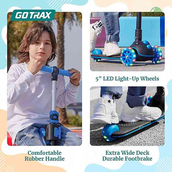 Gotrax KS3 Pro Folding Kick Scooter for Kids, One Key Removable Seat & 3 Extra Wide PU Light-Up Whee Richmond