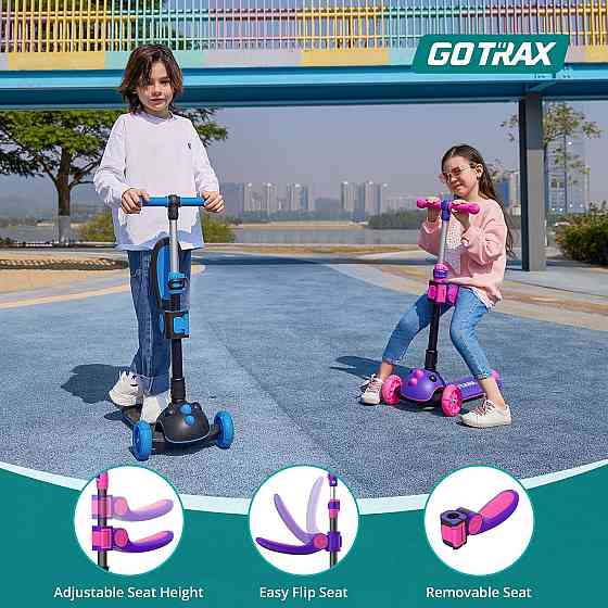 Gotrax KS3 Pro Folding Kick Scooter for Kids, One Key Removable Seat & 3 Extra Wide PU Light-Up Whee Richmond