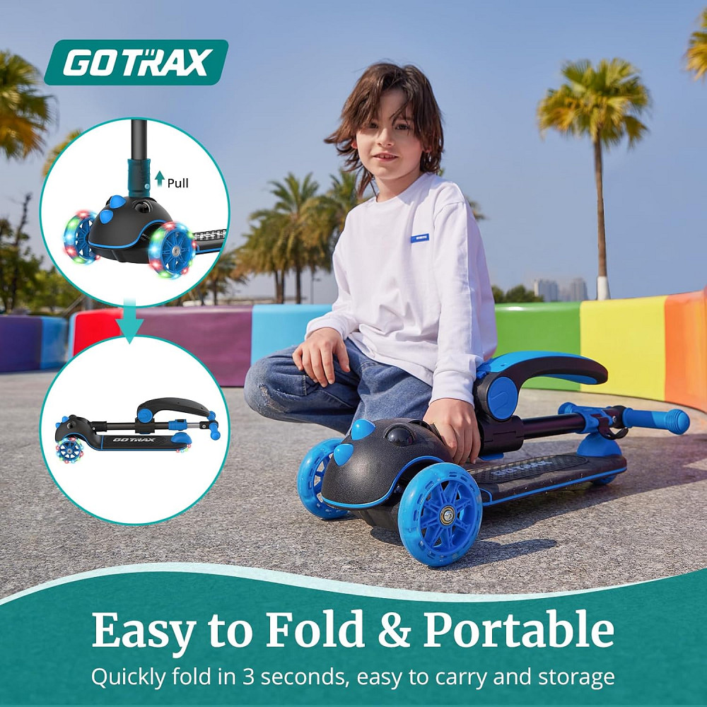 Gotrax KS3 Pro Folding Kick Scooter for Kids, One Key Removable Seat & 3 Extra Wide PU Light-Up Whee Richmond - photo 3