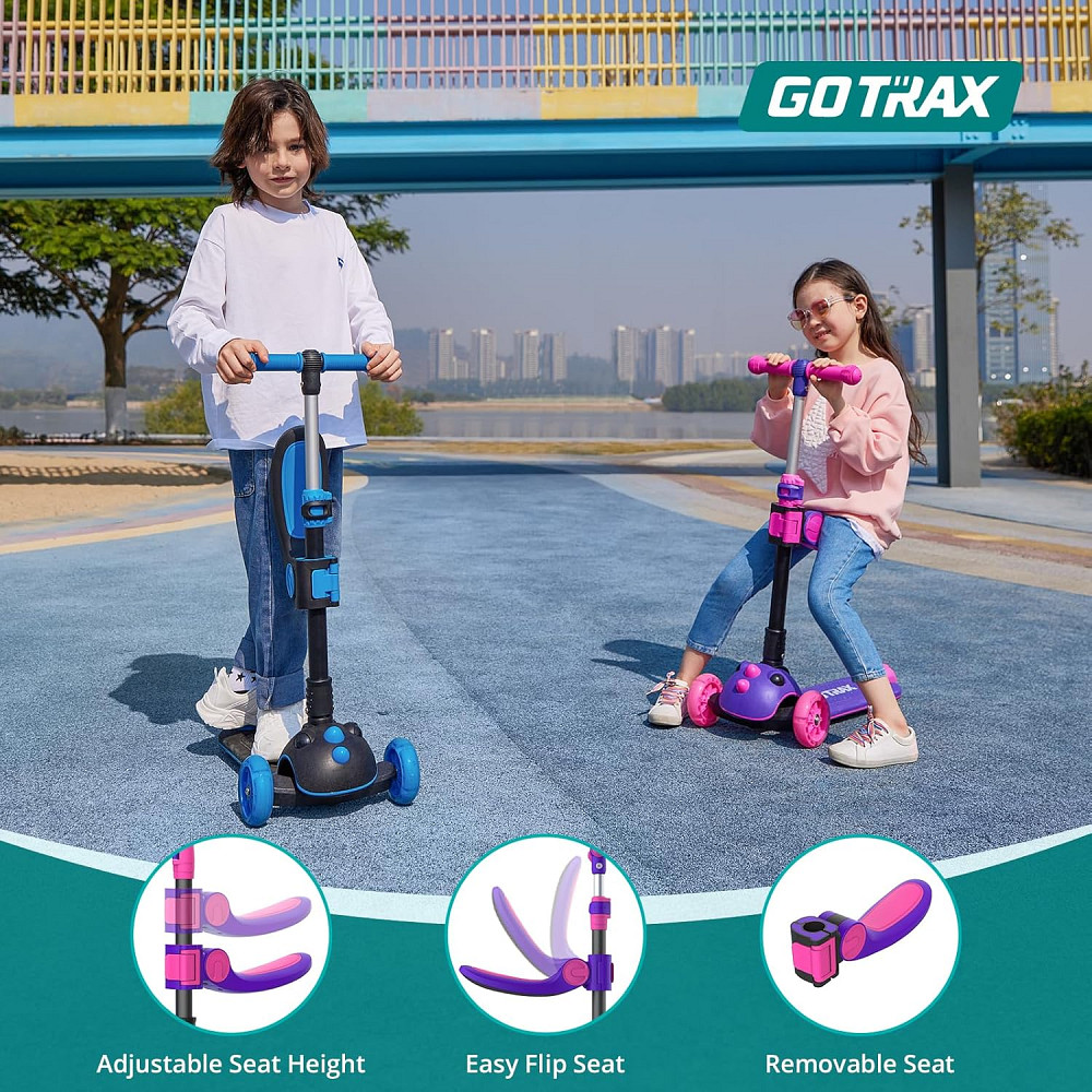 Gotrax KS3 Pro Folding Kick Scooter for Kids, One Key Removable Seat & 3 Extra Wide PU Light-Up Whee Richmond - photo 4