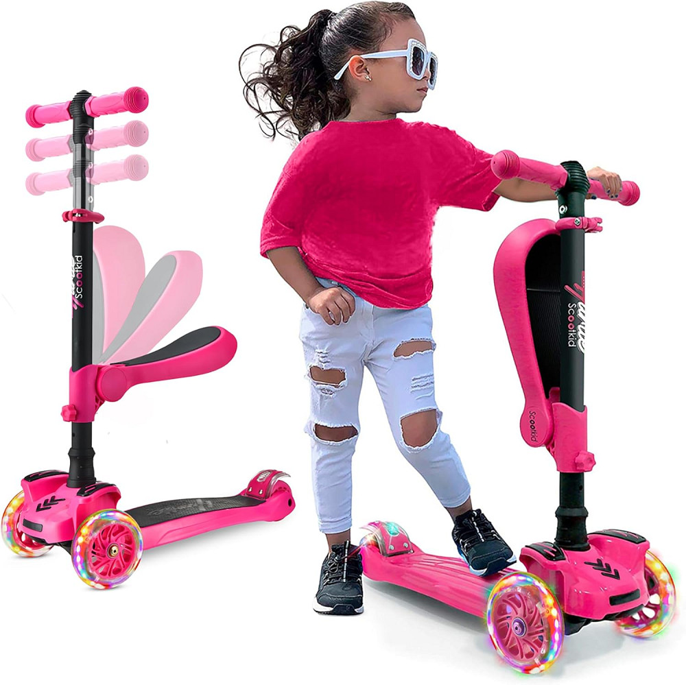 Hurtle 3-Wheeled Scooter for Kids - Wheel LED Lights, Adjustable Lean-to-Steer Handlebar, and Foldab Richmond - photo 1