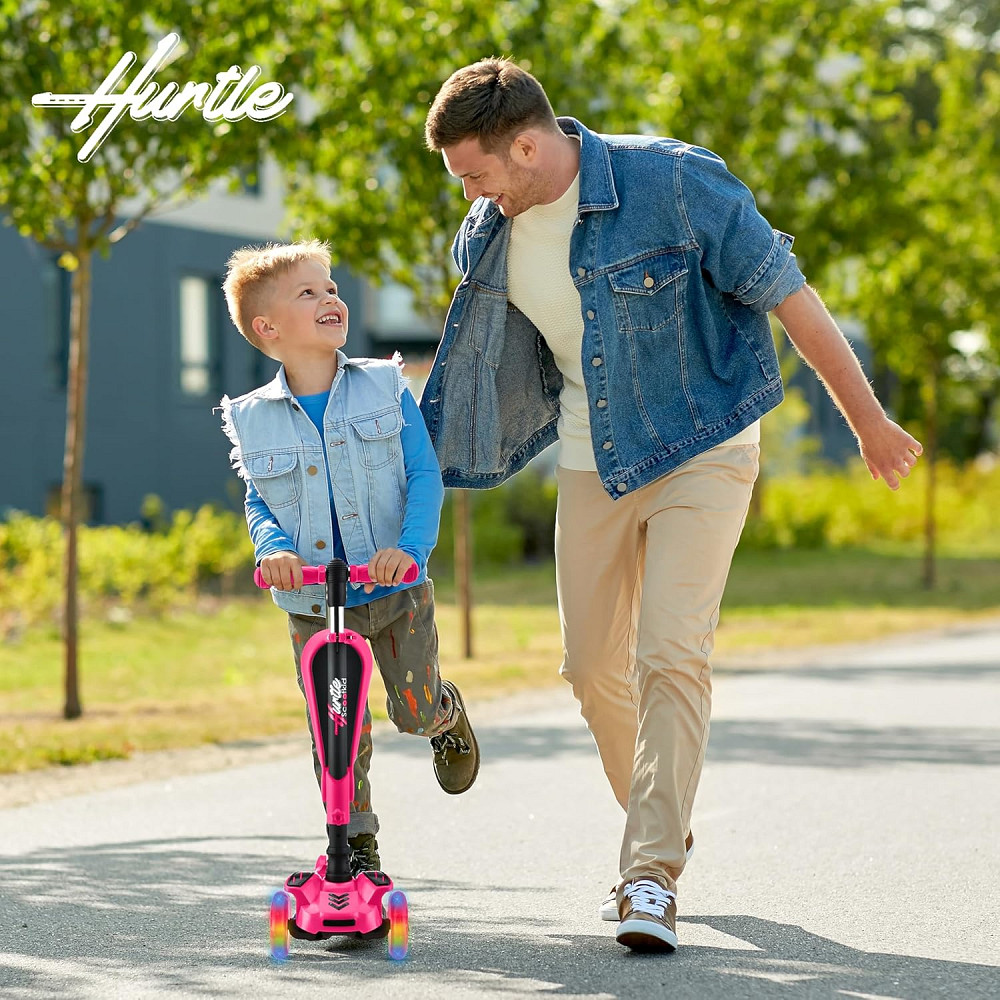 Hurtle 3-Wheeled Scooter for Kids - Wheel LED Lights, Adjustable Lean-to-Steer Handlebar, and Foldab Richmond - photo 8