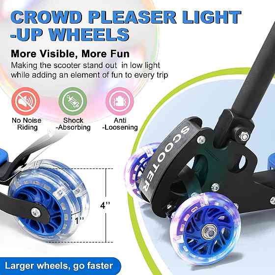 Scooter for Kids 3-5 5-7,Light up 3 Wheels Kick Scooter,Heavy Duty Folding Lean-to-Steer Scooters wi Richmond