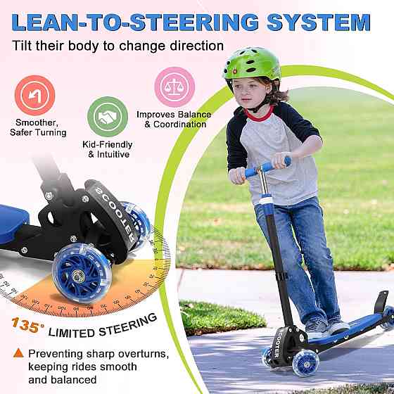 Scooter for Kids 3-5 5-7,Light up 3 Wheels Kick Scooter,Heavy Duty Folding Lean-to-Steer Scooters wi Richmond