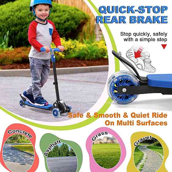 Scooter for Kids 3-5 5-7,Light up 3 Wheels Kick Scooter,Heavy Duty Folding Lean-to-Steer Scooters wi Richmond