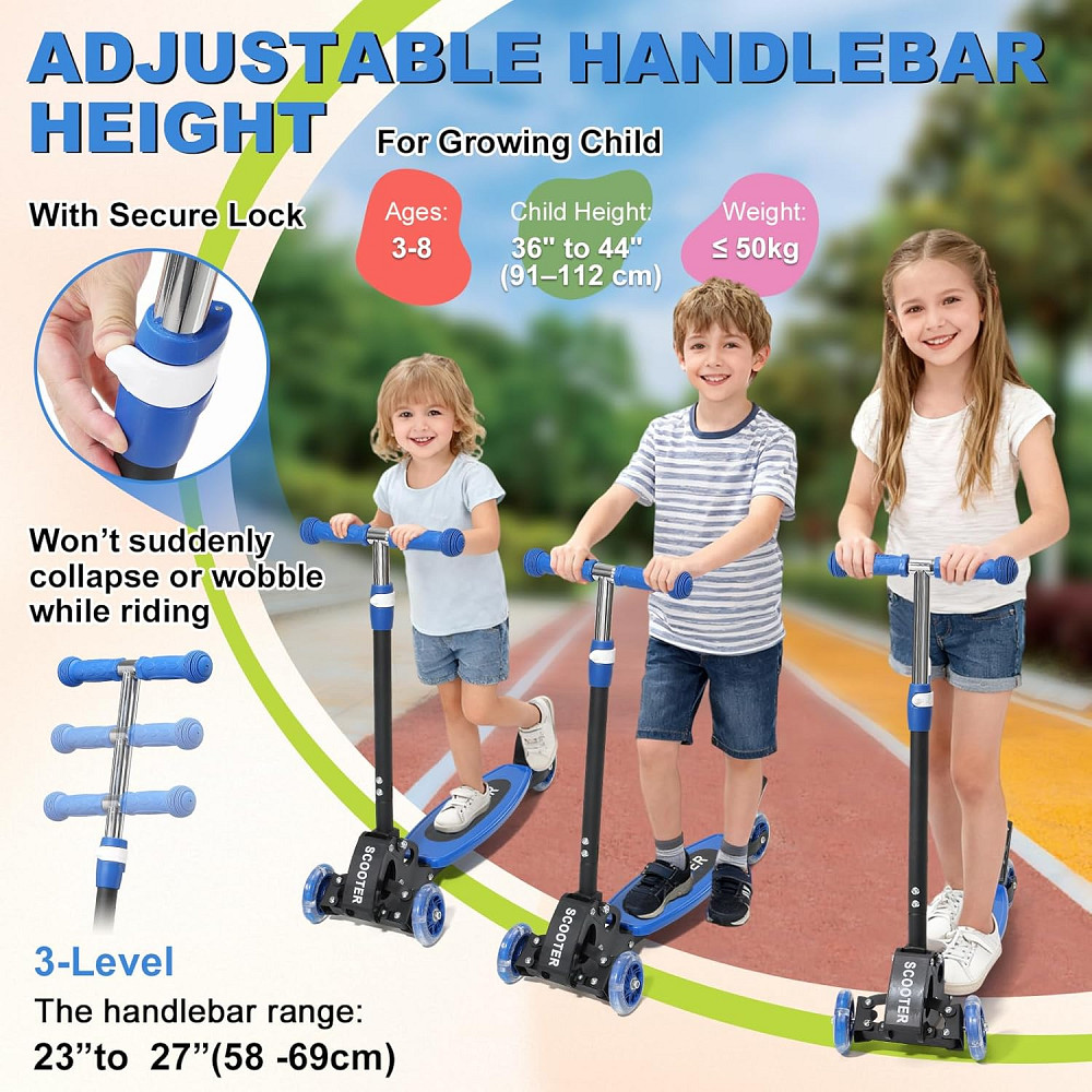 Scooter for Kids 3-5 5-7,Light up 3 Wheels Kick Scooter,Heavy Duty Folding Lean-to-Steer Scooters wi Richmond - photo 5