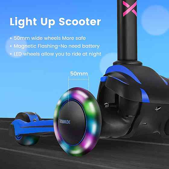 TONBUX Kids Scooter for Age 3-12, Toddler Scooter with 4 Adjustable Heights, Light Up 3-Wheels Scoot Richmond