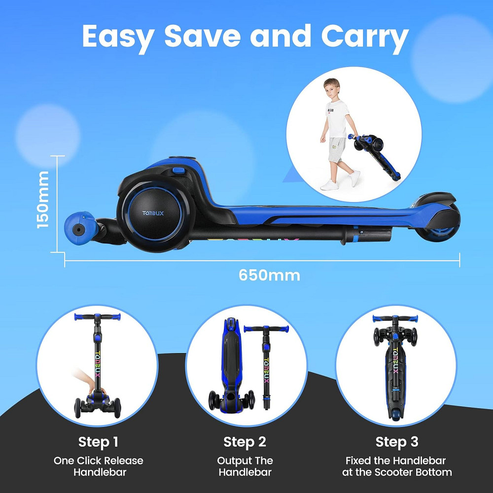 TONBUX Kids Scooter for Age 3-12, Toddler Scooter with 4 Adjustable Heights, Light Up 3-Wheels Scoot Richmond - photo 8