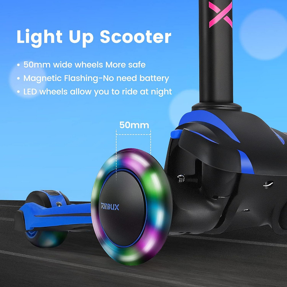 TONBUX Kids Scooter for Age 3-12, Toddler Scooter with 4 Adjustable Heights, Light Up 3-Wheels Scoot Richmond - photo 5