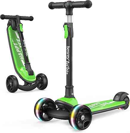 Besrey Kick Scooter for Kids Ages 3-10, 3-Wheel Folding Scooter with Adjustable Height, LED Light Wh Richmond