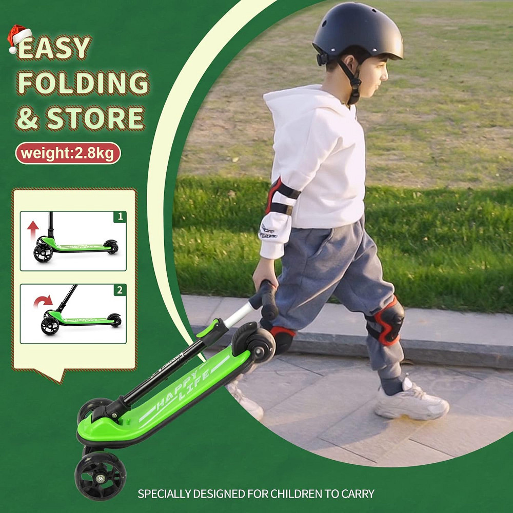 Besrey Kick Scooter for Kids Ages 3-10, 3-Wheel Folding Scooter with Adjustable Height, LED Light Wh Richmond - photo 5