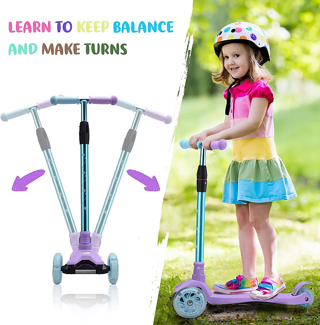 3 Wheel Scooter for Kids Ages 6-12,Kids Scooter with Light Up Wheels, Sturdy Deck Design, and 4 Heig Richmond - photo 3