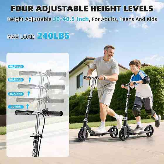 Scooters for Kids 8-12, Teens & Adults - Lightweight, Foldable, 8-Inch Big Wheels, Hand Brake & Bell Richmond
