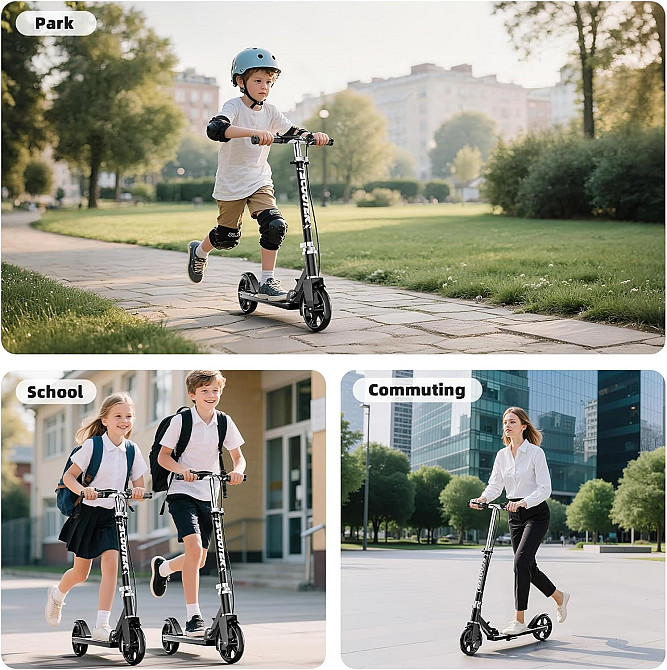 Scooters for Kids 8-12, Teens & Adults - Lightweight, Foldable, 8-Inch Big Wheels, Hand Brake & Bell Richmond - photo 6