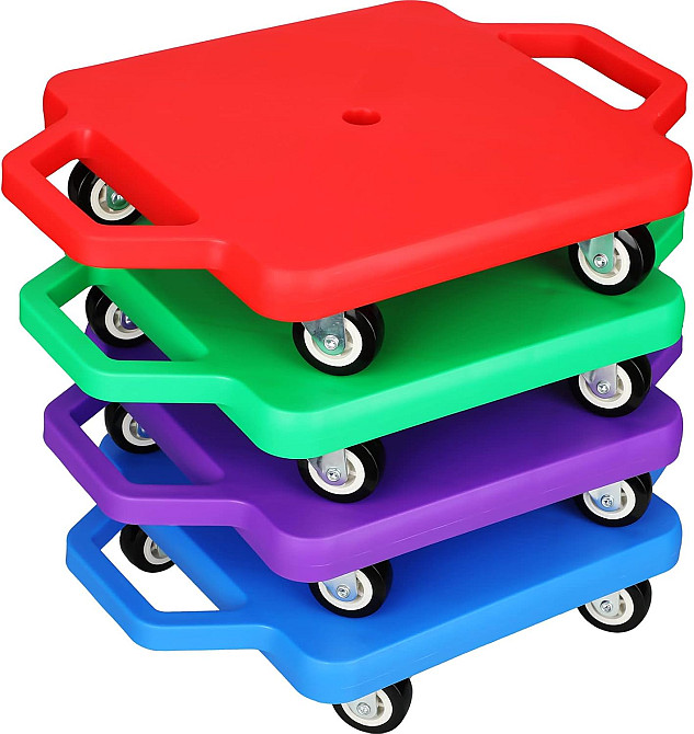 Jerify 4 Pieces Sports Scooter Board with Handles Plastic Casters Floor Sitting Scooter Boards for K Richmond - photo 1