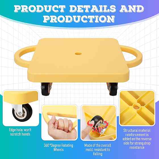6 Pieces Sports Scooter Board Bulk Sitting Scooter Board with Handles Plastic Casters Sport Flat Sco Richmond