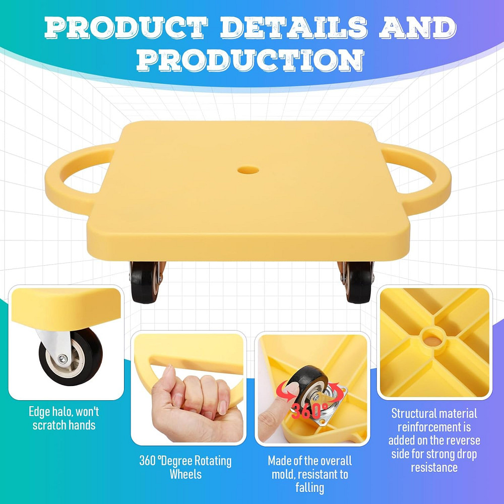 6 Pieces Sports Scooter Board Bulk Sitting Scooter Board with Handles Plastic Casters Sport Flat Sco Richmond - photo 4