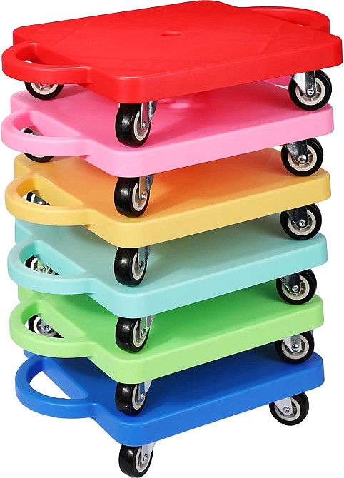 6 Pieces Sports Scooter Board Bulk Sitting Scooter Board with Handles Plastic Casters Sport Flat Sco Richmond - photo 1