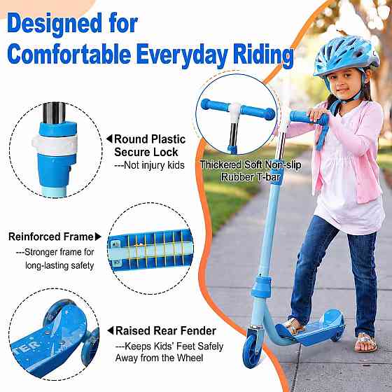 Kids Scooter Ages 3-7 - Three Wheel Preschool Toddler Kick Scooters,Safer Steering,Light Up Wheels,  Richmond