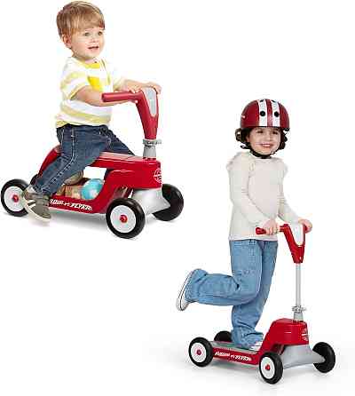 Radio Flyer Scoot 2 Scooter, Blue/Red/Pink, for Kids Ages 1-4, Ride On Toy or 4-Wheel Kids Scooter,  Richmond