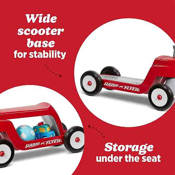Radio Flyer Scoot 2 Scooter, Blue/Red/Pink, for Kids Ages 1-4, Ride On Toy or 4-Wheel Kids Scooter,  Richmond