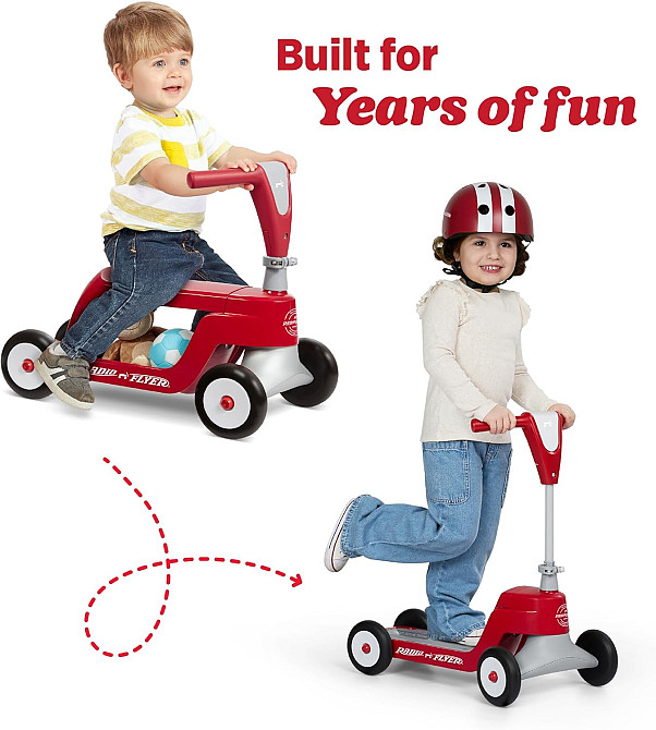 Radio Flyer Scoot 2 Scooter, Blue/Red/Pink, for Kids Ages 1-4, Ride On Toy or 4-Wheel Kids Scooter,  Richmond - photo 4