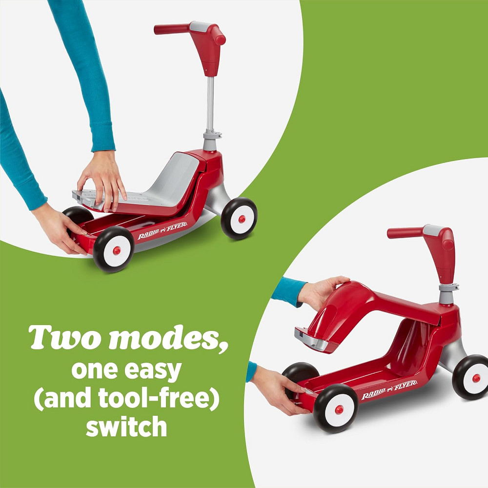 Radio Flyer Scoot 2 Scooter, Blue/Red/Pink, for Kids Ages 1-4, Ride On Toy or 4-Wheel Kids Scooter,  Richmond - photo 5