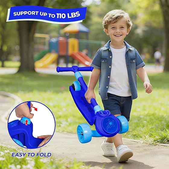 Nattork Kids Scooter for Girls Boys with Light Up Wheels, 3 Adjustable Height Handlebars, Lean-to-St Richmond