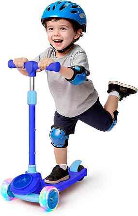 Nattork Kids Scooter for Girls Boys with Light Up Wheels, 3 Adjustable Height Handlebars, Lean-to-St