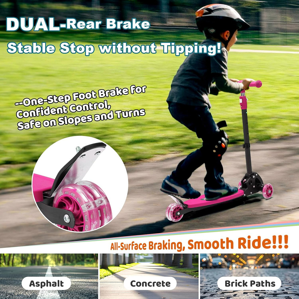3 Wheel Kids Kick Scooter for Ages 3-12, Lean-to-Steer, Light-Up Wheels, 3-Level Adjustable Handleba Richmond - photo 7