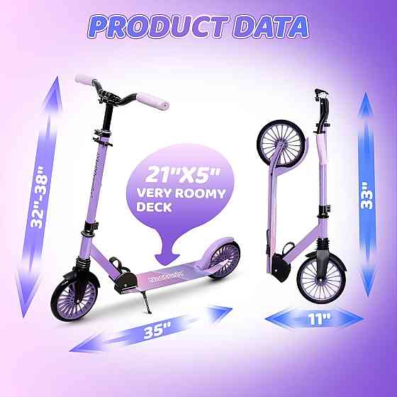 Nattork Kick Scooter for Age 6+ Kids Teens Adults, Max Load 240 LBS, Adjustable Height Foldable with Richmond
