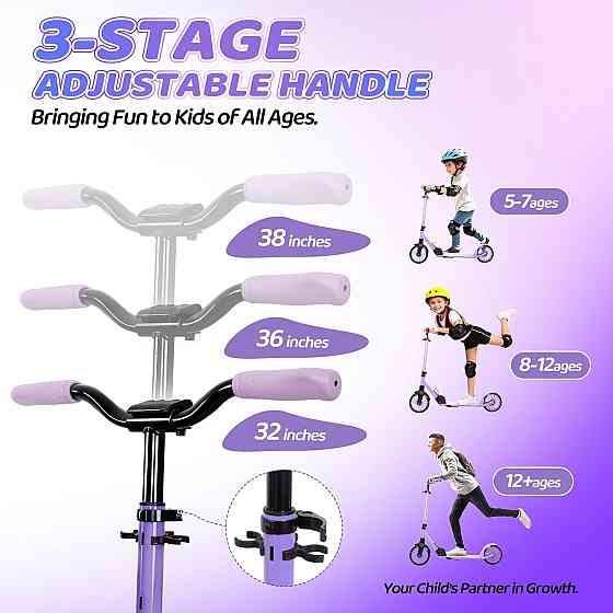 Nattork Kick Scooter for Age 6+ Kids Teens Adults, Max Load 240 LBS, Adjustable Height Foldable with Richmond