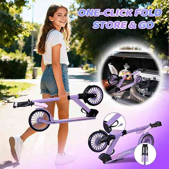 Nattork Kick Scooter for Age 6+ Kids Teens Adults, Max Load 240 LBS, Adjustable Height Foldable with Richmond