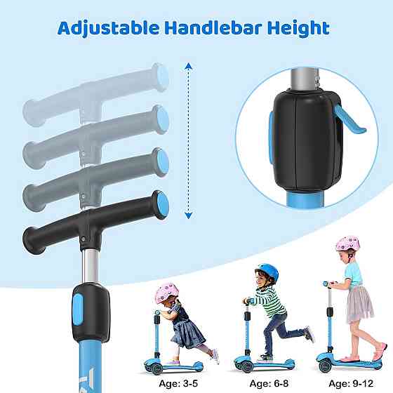 TONBUX Kids Scooter, Light Up 3 Wheel Kick Scooters for Kids 3-12, Folding Scooters with Adjustable  Richmond